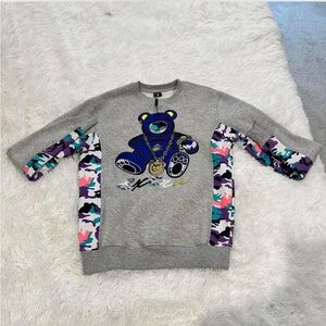 Grey and multi-coloured Camo Sweater